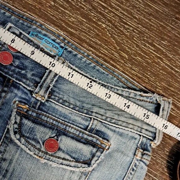 Hollister Company Vintage Y2K Junior Jeans Denim Size 3 Stretch Raw Hem Boot Cut - Picture 8 of 11